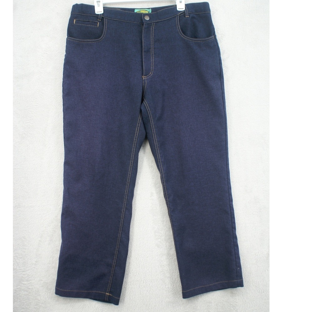 Haband Fit-Forever Mens Navy Blue Polyester Denim Look Pants W36 L26.5 Style 060